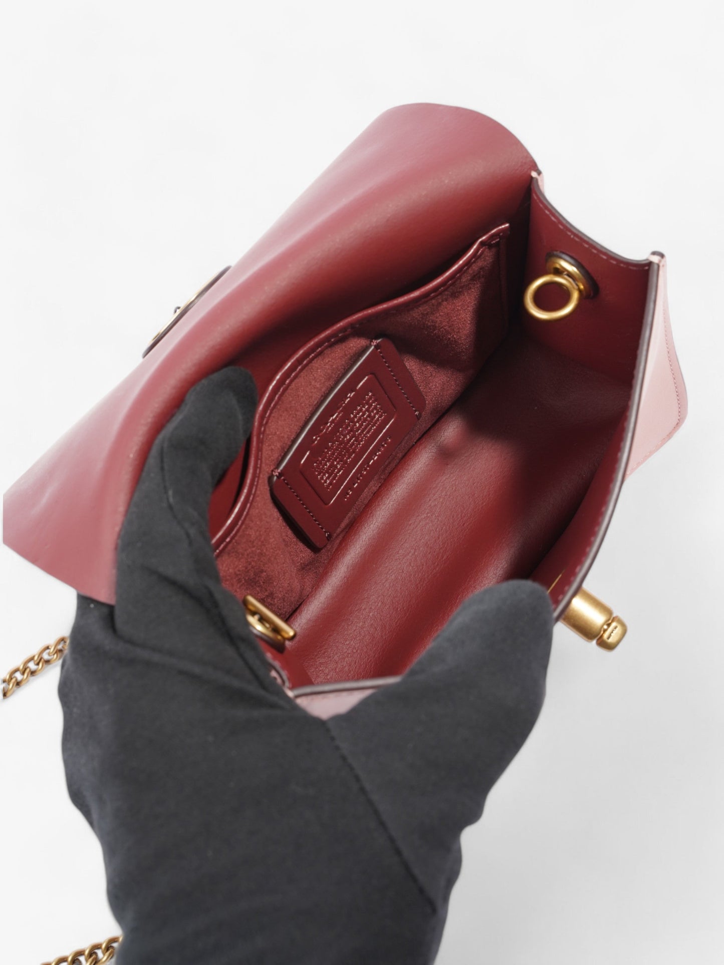 Coach Bowery Turn Lock Crossbody Tea Rose Leather Mini