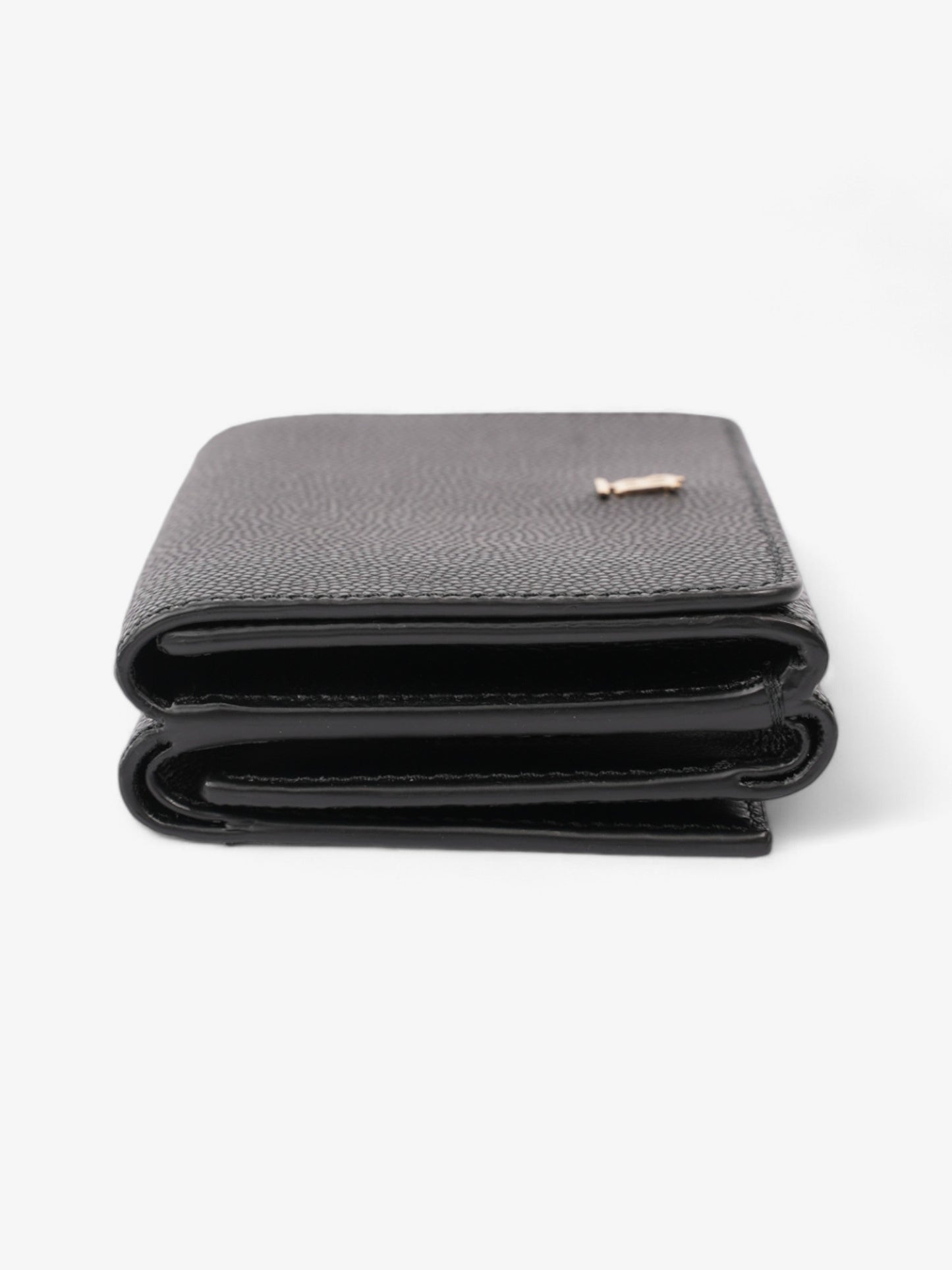 Burberry TB Compact Wallet Black / Gold Calfskin Leather
