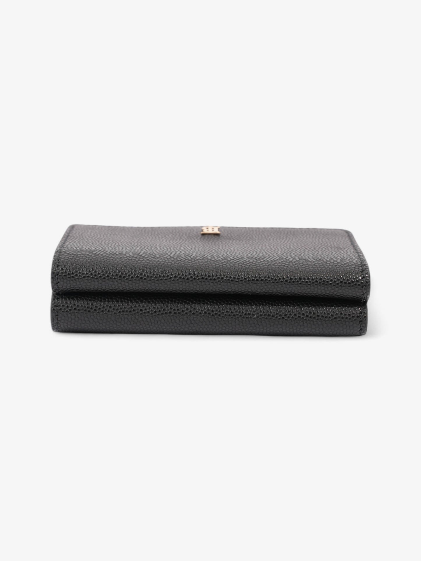 Burberry TB Compact Wallet Black / Gold Calfskin Leather