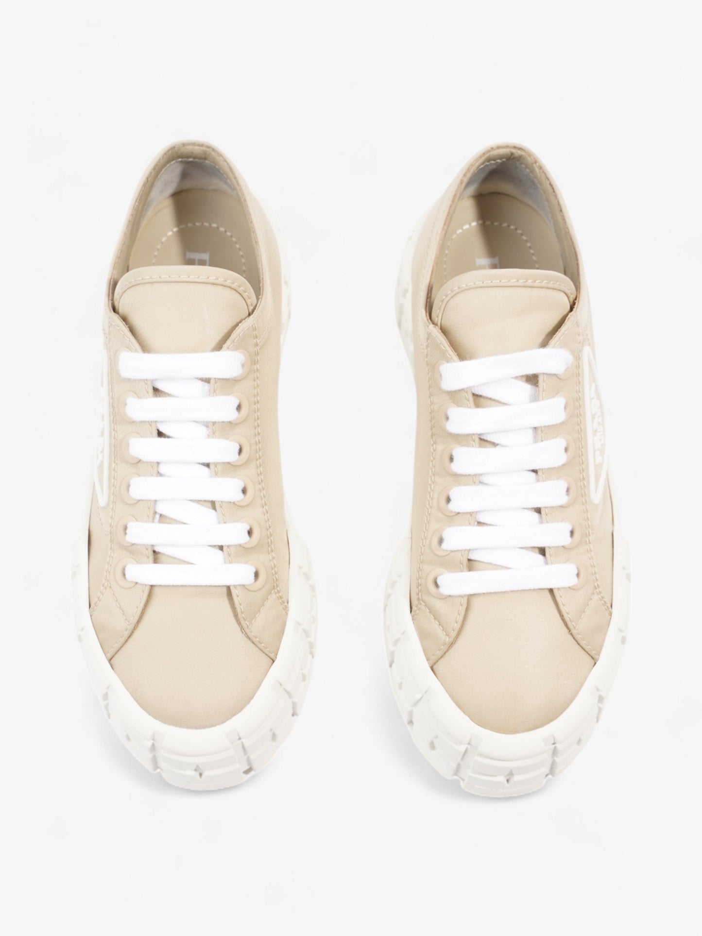 Prada Double Wheel Re-Nylon Sneakers Beige  / White Re Nylon EU 36 UK 3