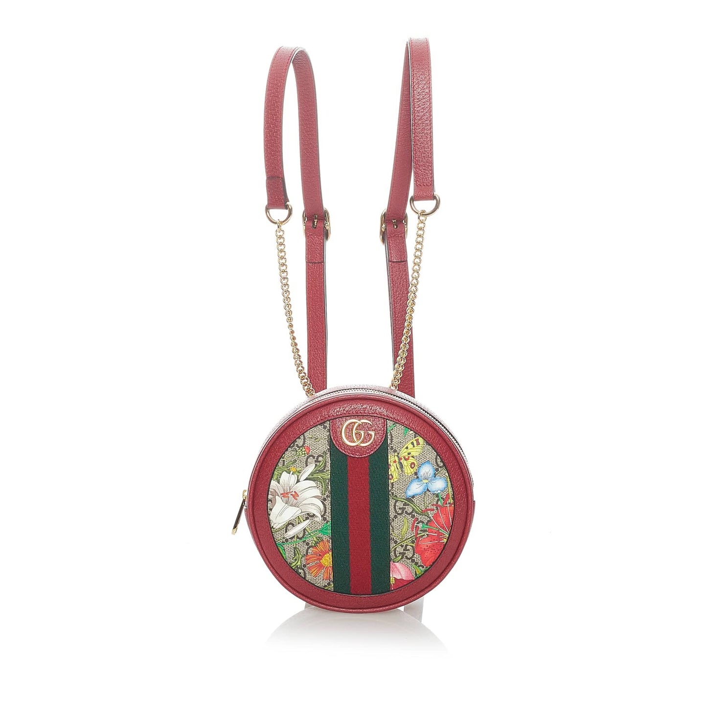 GLM-- Ophidia Round Backpack Flora GG Supreme Canvas