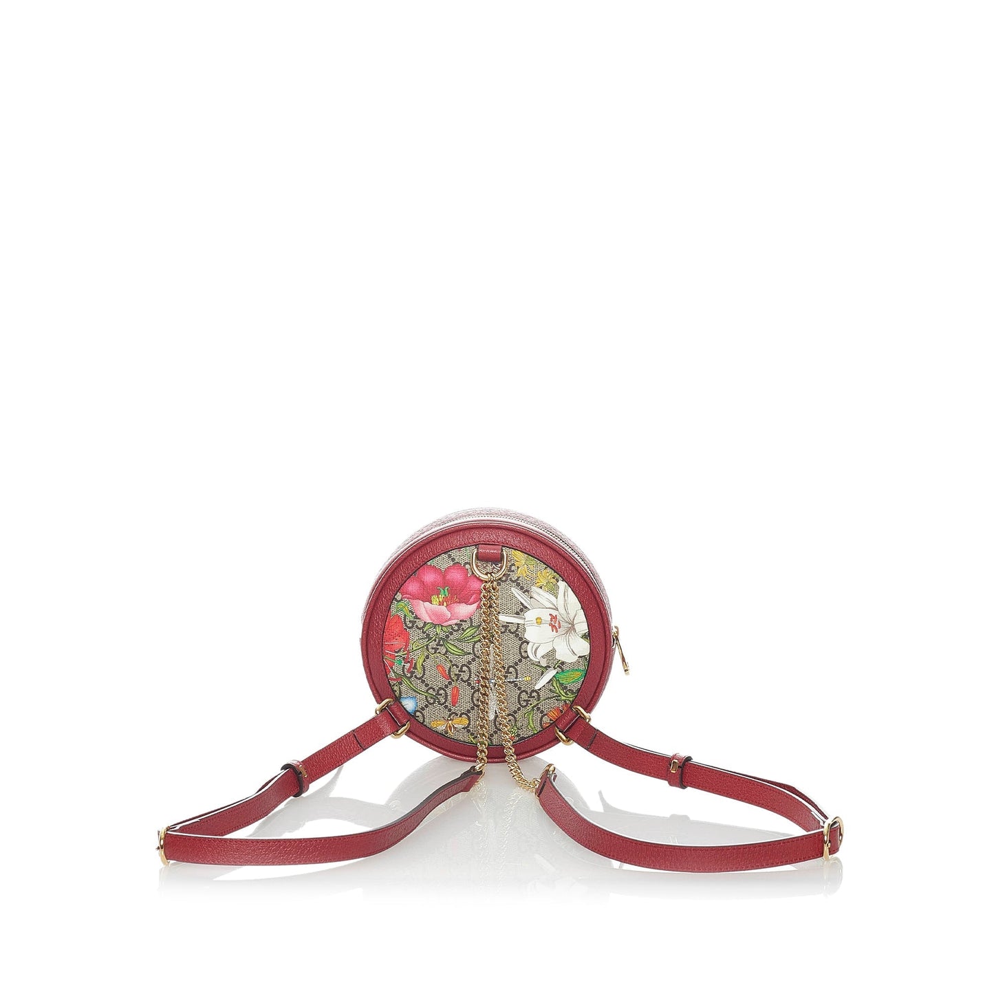 GLM-- Ophidia Round Backpack Flora GG Supreme Canvas