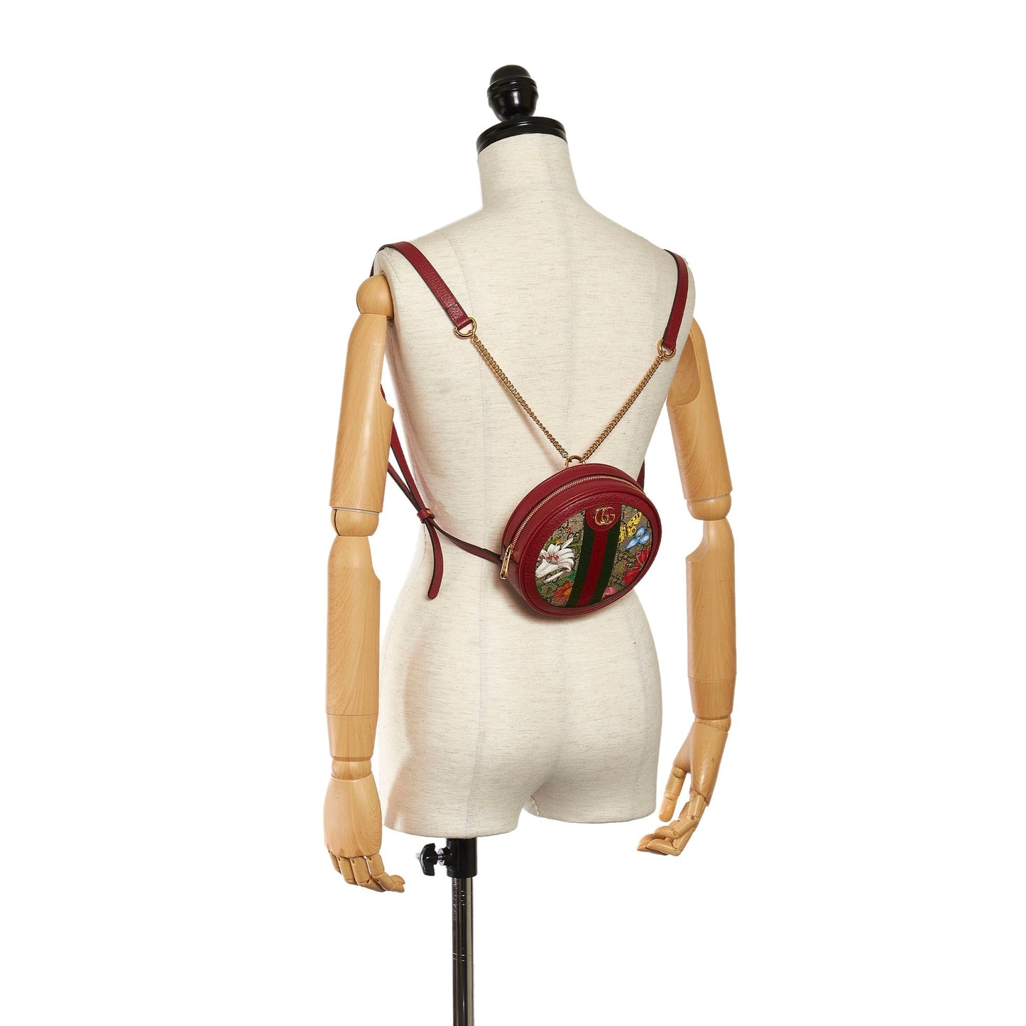 GLM-- Ophidia Round Backpack Flora GG Supreme Canvas