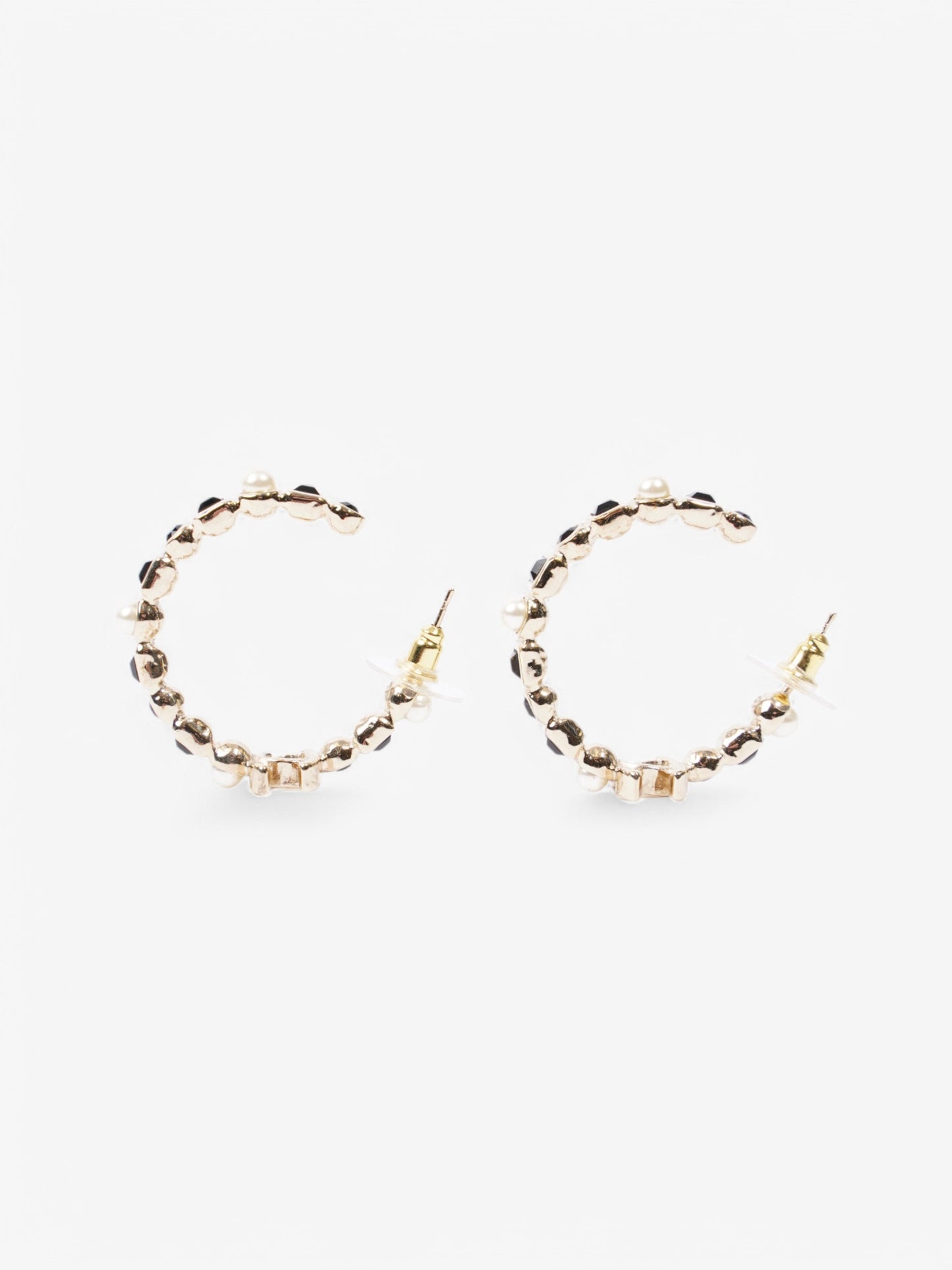 Chanel CC Hoops Gold / Black / Pearl Base Metal