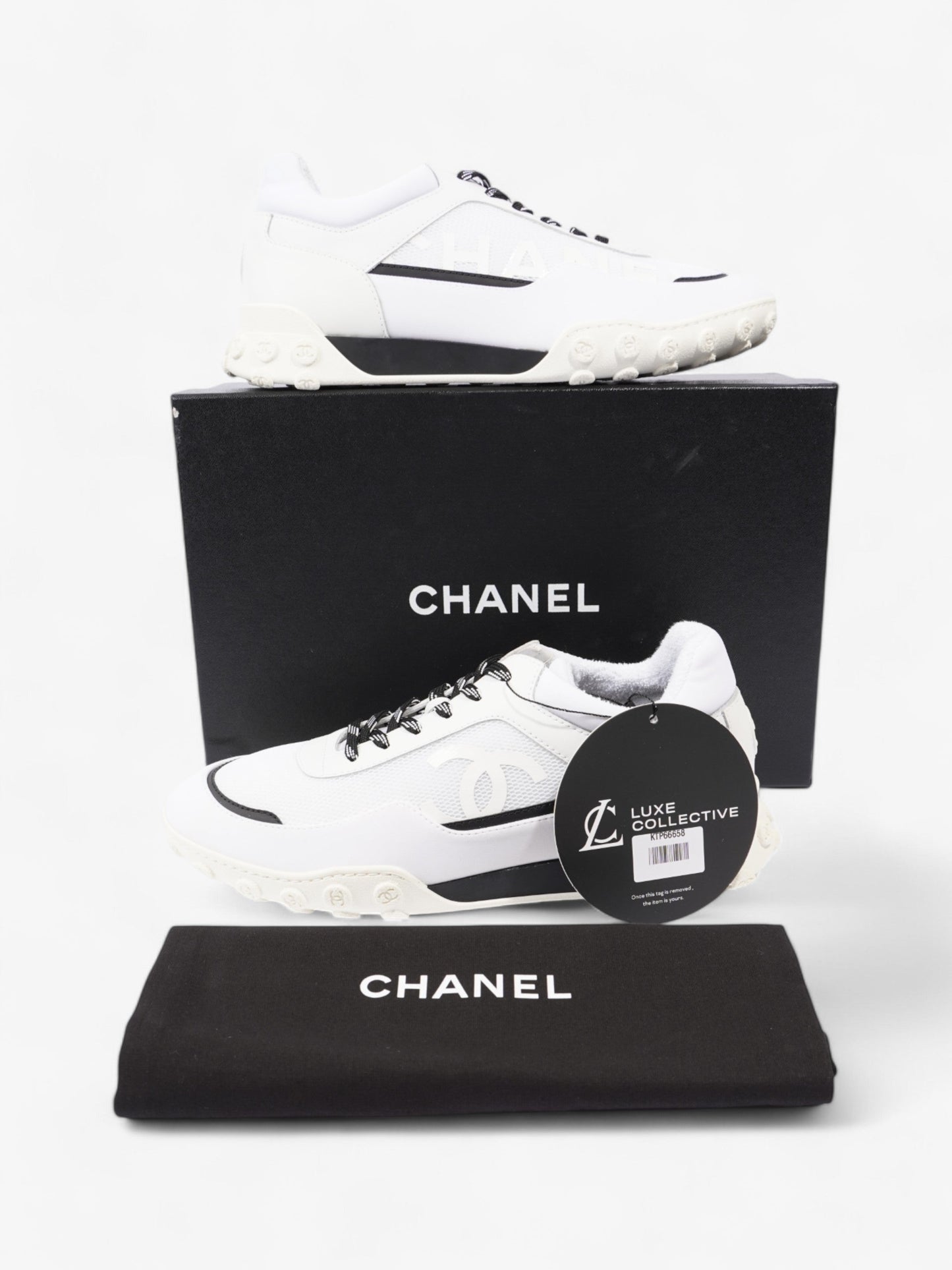 Chanel CC Sneakers White  / Black Mesh EU 42 UK 8