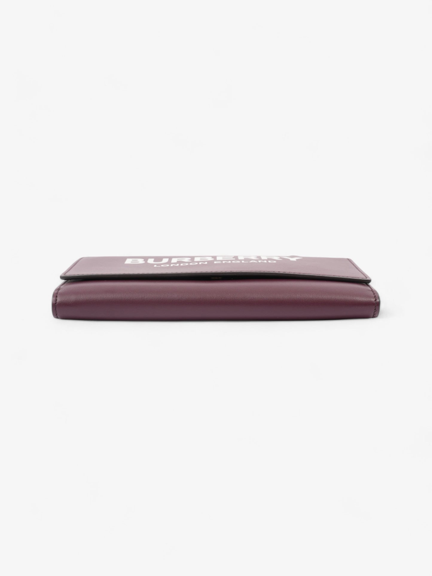 Burberry Logo Chain Wallet Burgundy / White Leather