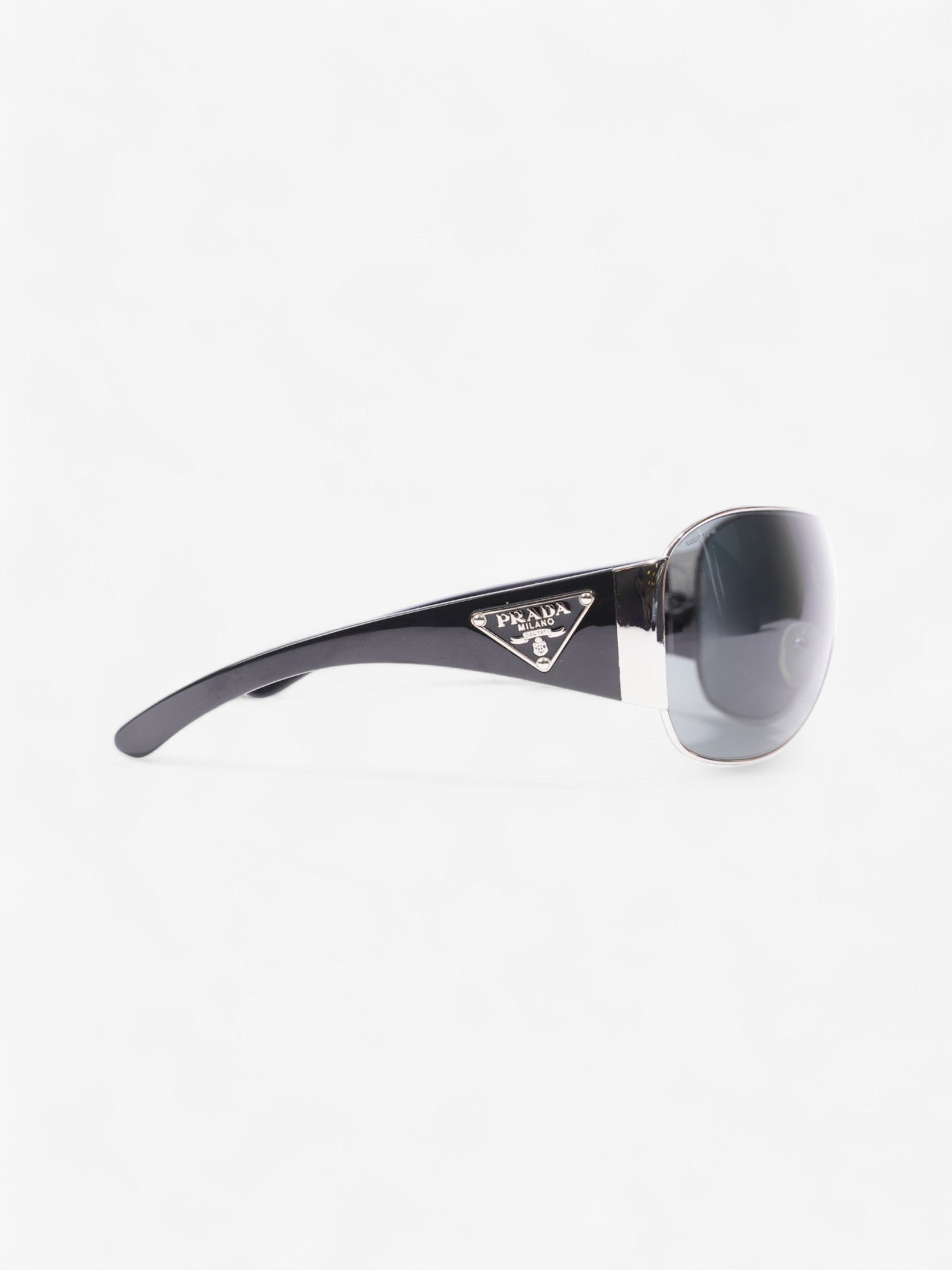 Prada Shield-Frame Sunglasses Black / Silver Acetate 120mm