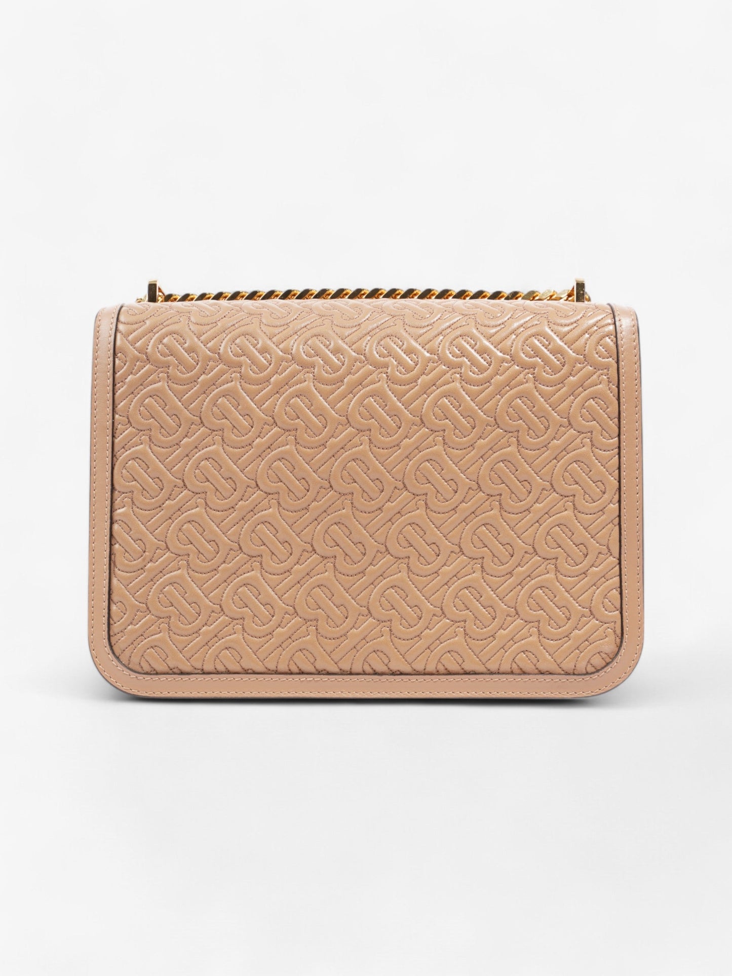 Burberry TB Monogram Chain Bag Honey Calfskin Leather Medium