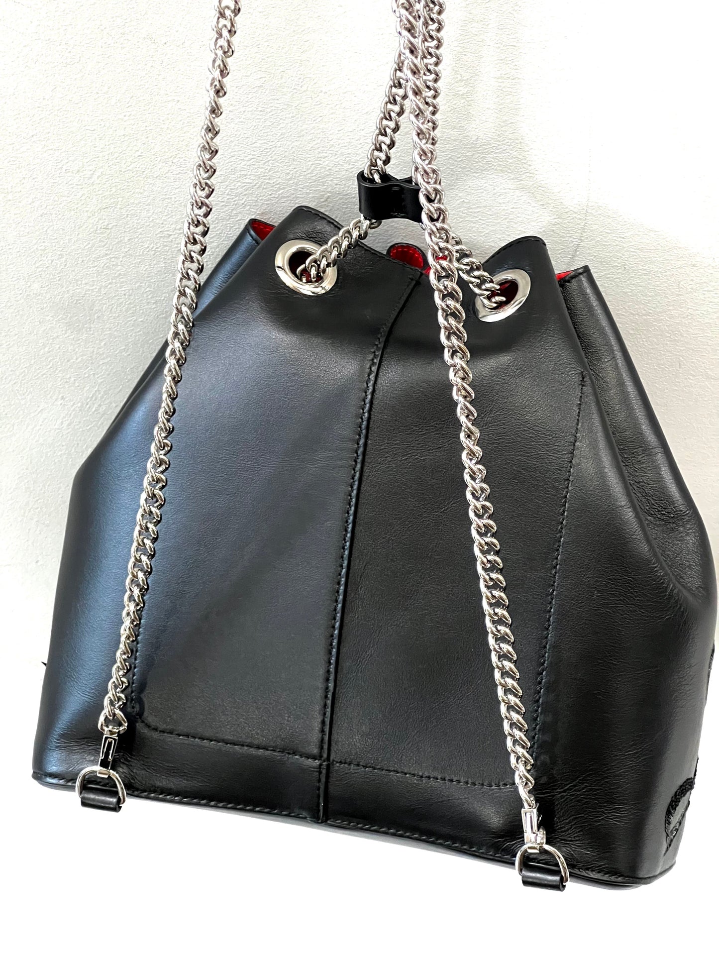 CHRISTIAN LOUBOUTIN CALFSKIN PARIS MARIE JANE LOGO BACKPACK