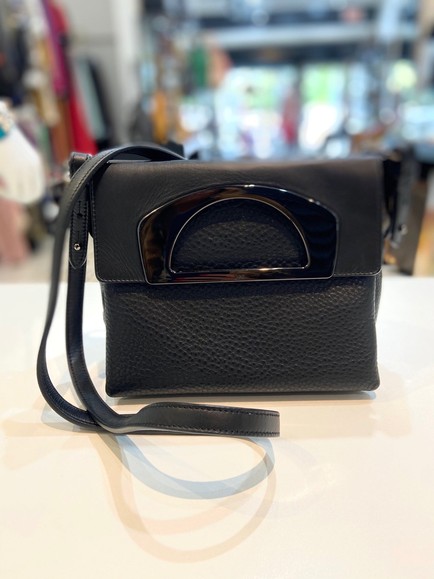 LOUBOUTIN GRAINED CALFSKIN PASSAGE TOP HANDLE BAG
