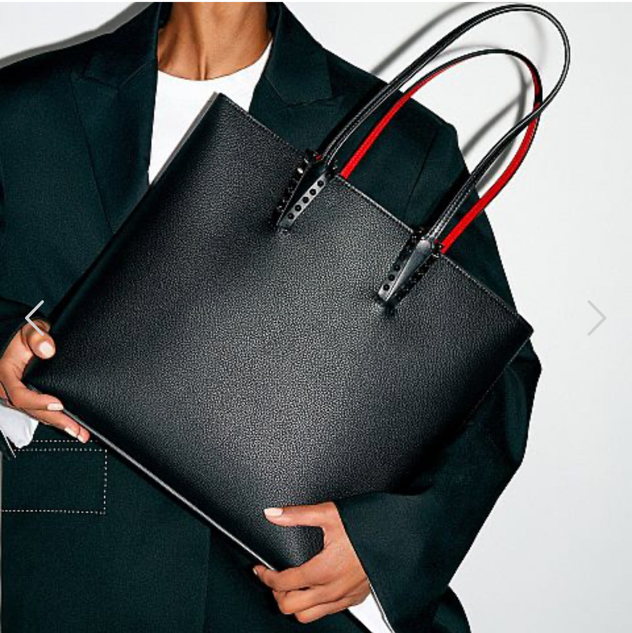CHRISTIAN LOUBOUTIN CABATA CALFSKIN LEATHER ZIPPED TOTE BAG