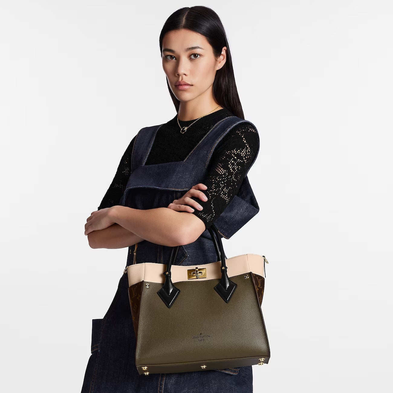 LOUIS VUITTON CALFSKIN MONOGRAM ON MY SIDE MM TOTE BAG