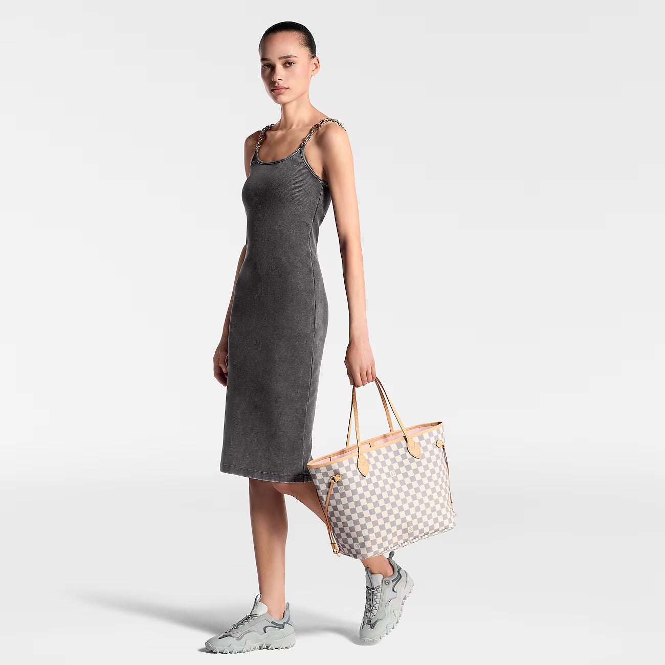 LOUIS VUITTON DAMIER AZUR NEVERFULL MM TOTE ROSE BALLERINE