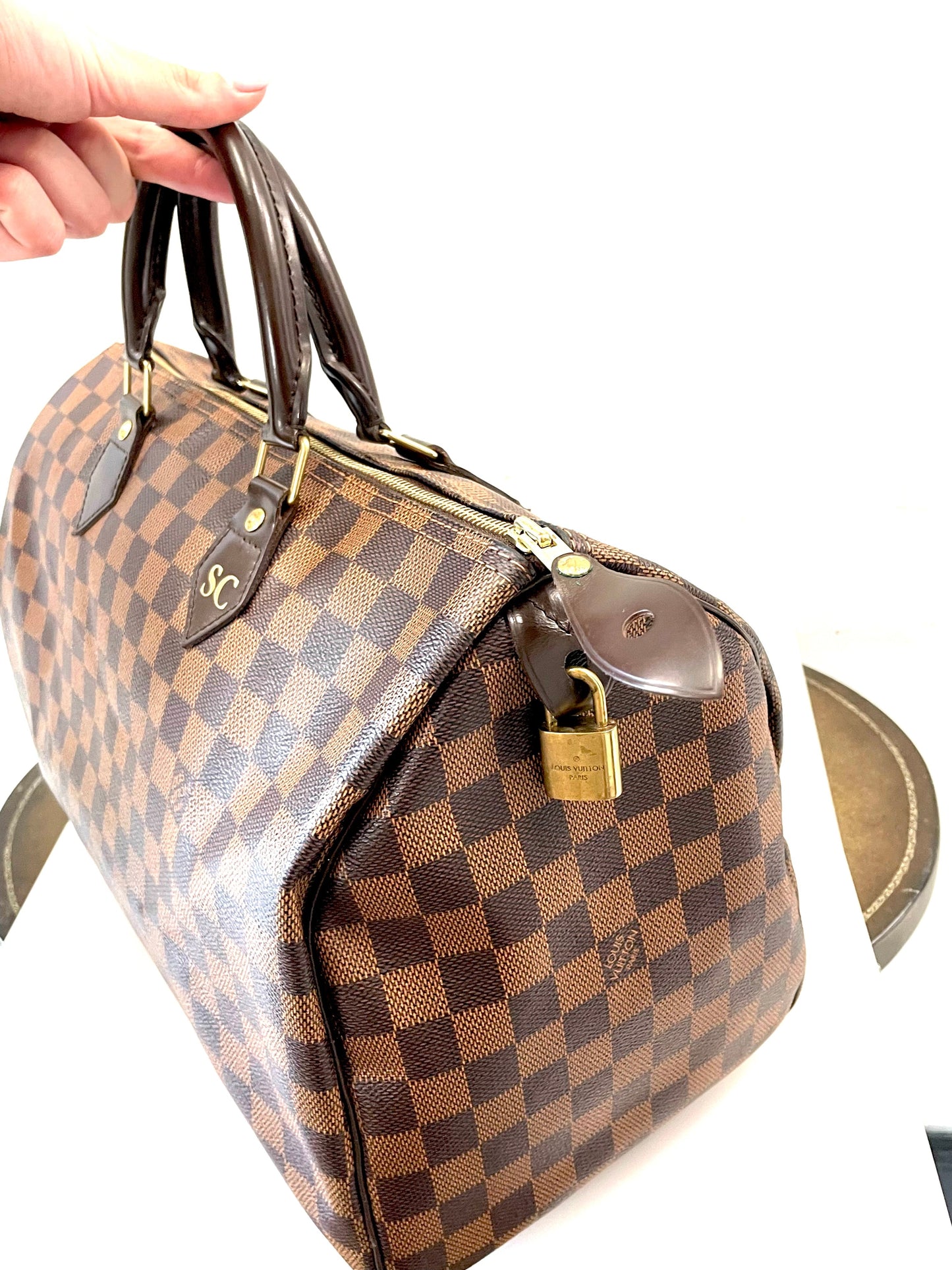 LOUIS VUITTON DAMIER EBENE SPEEDY 35 HANDBAGS