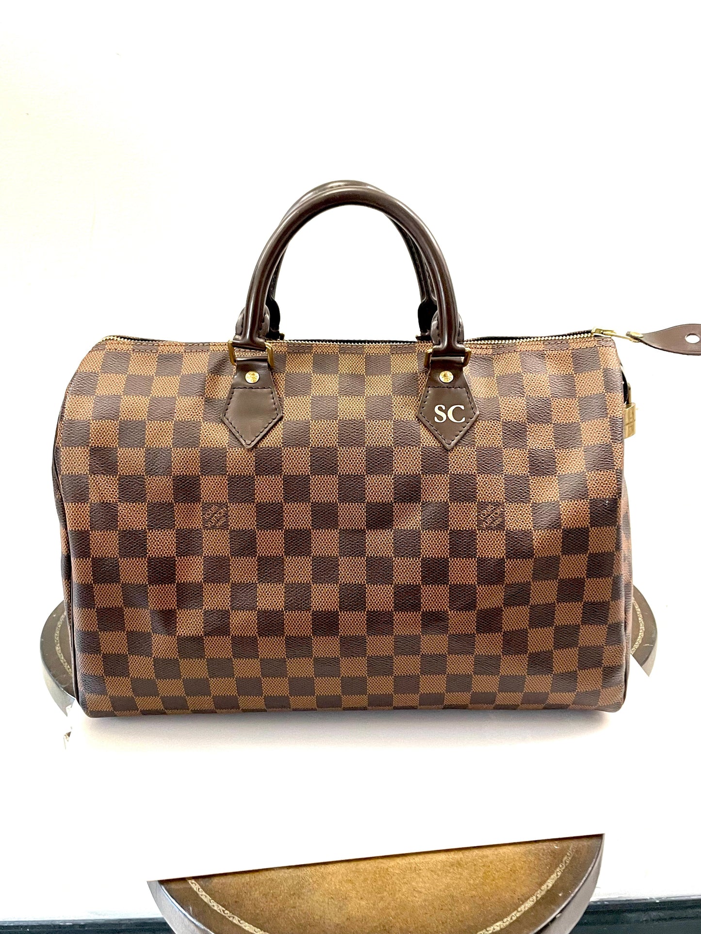 LOUIS VUITTON DAMIER EBENE SPEEDY 35 HANDBAGS