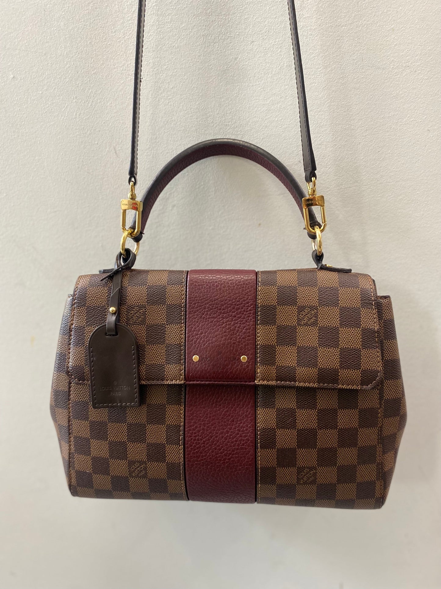LOUIS VUITTON DAMIER EBENE BOND STREET SHOULDER BAG BORDEAUX