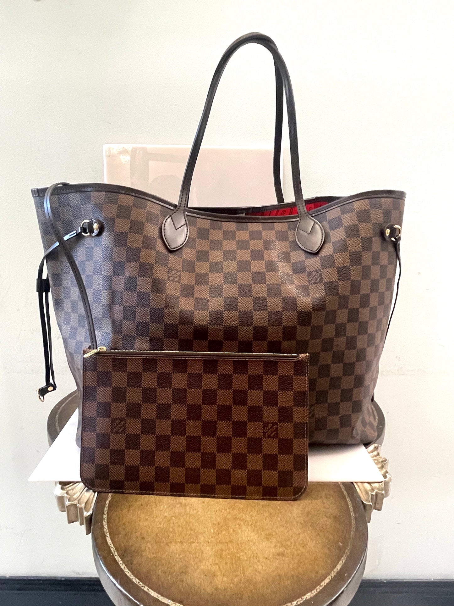 LOUIS VUITTON DAMIER EBENE NEVERFULL GM TOTE BAG