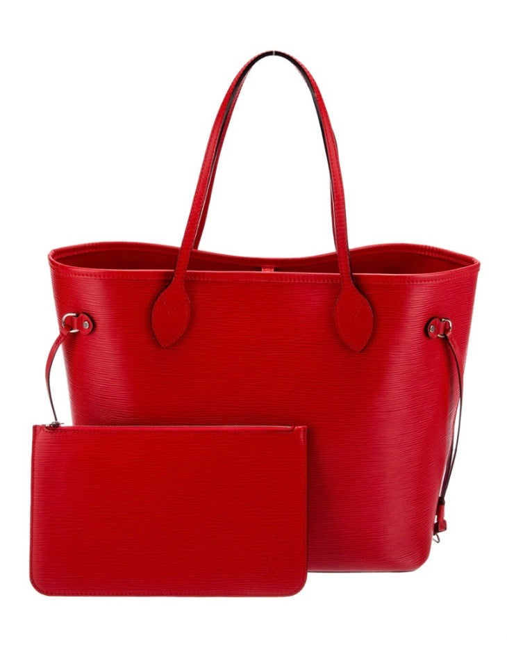 LOUIS VUITTON EPI LEATHER NEVERFULL MM TOTE BAG WITH POUCH