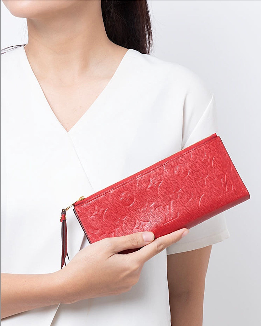LOUIS VUITTON EMPREINTE LEATHER ADELE WALLET CHERRY