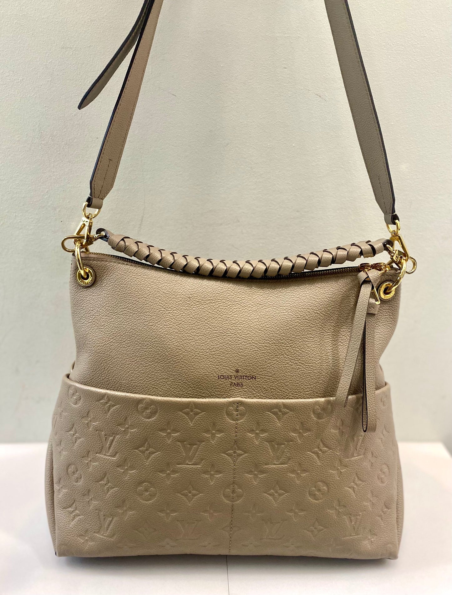 LOUIS VUITTON MONOGRAM EMPREINTE LEATHER MAIDA HOBO BAG TOURTERELLE