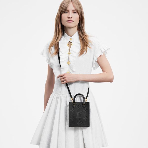 LOUIS VUITTON EMPREINTE LEATHER GIANT MONOGRAM PETIT SAC PLAT BAG