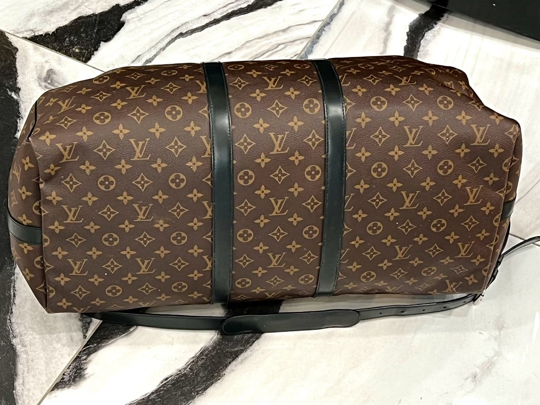 LOUIS VUITTON MONOGRAM MACASSAR KEEPALL BANDOULIÈRE 55 BAG