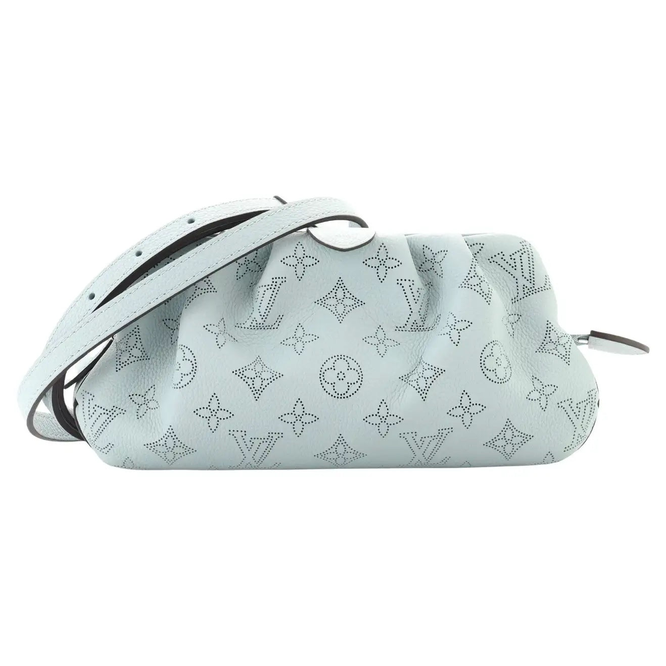 LOUIS VUITTON MAHINA SCALA MINI POUCH IN VERT LAGON