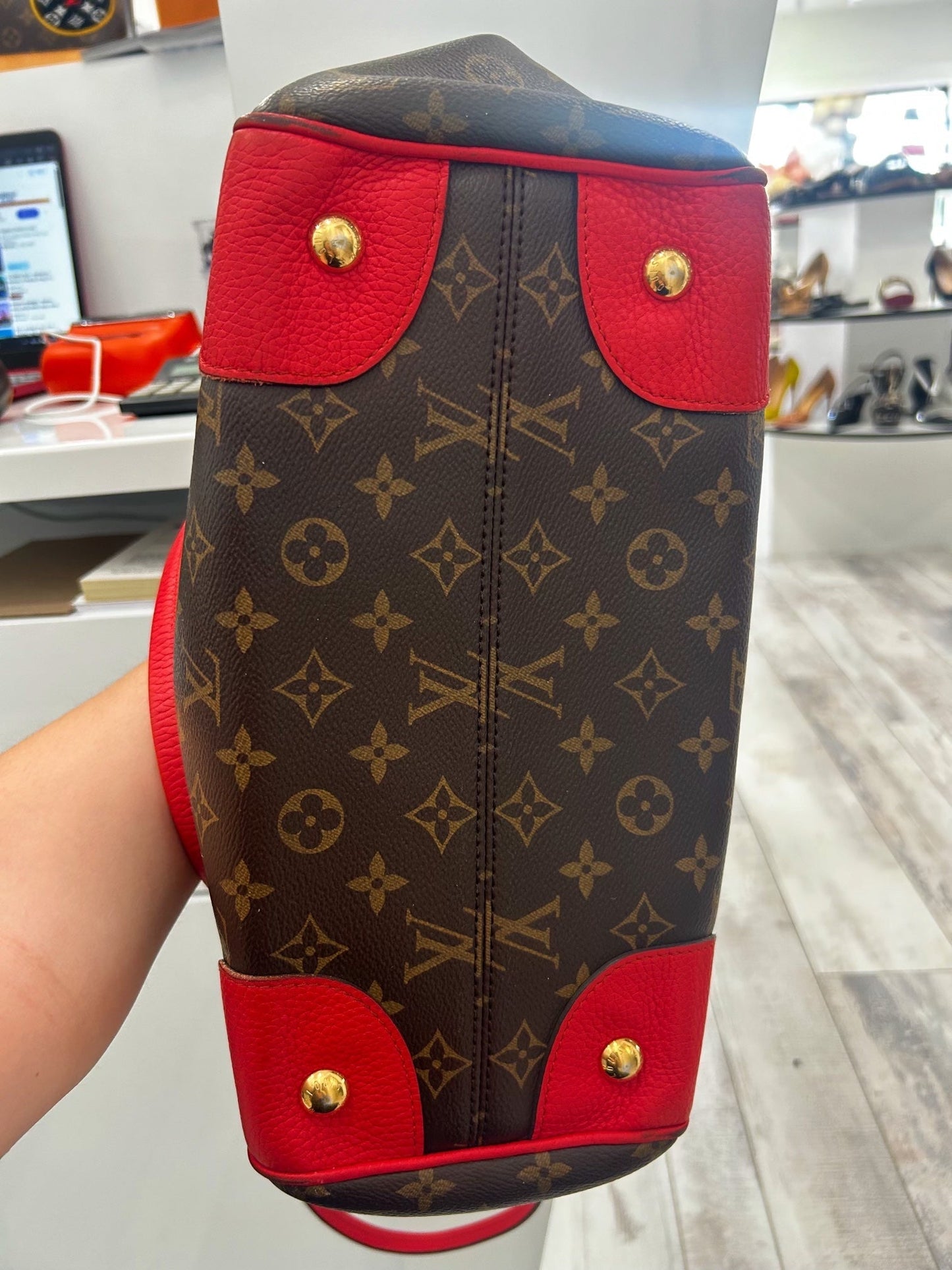 LOUIS VUITTON MONOGRAM ESTRELA MM NM CERISE TOTE BAG