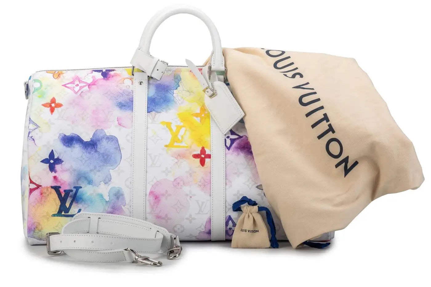 LOUIS VUITTON LIMITED EDITION WATERCOLOR MONOGRAM KEEPALL 50 BANDOLIERE