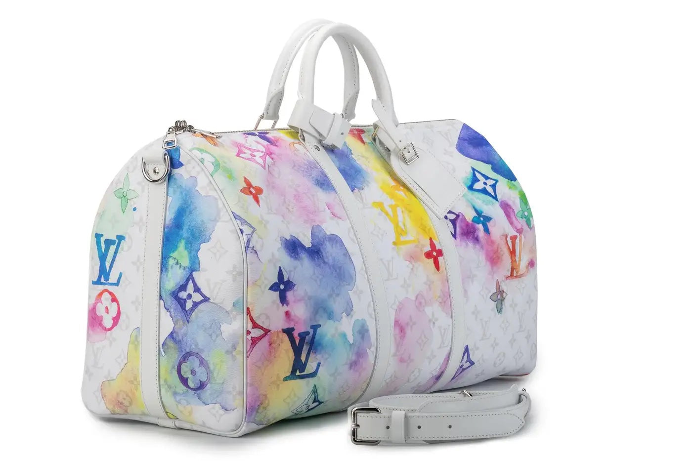 LOUIS VUITTON LIMITED EDITION WATERCOLOR MONOGRAM KEEPALL 50 BANDOLIERE