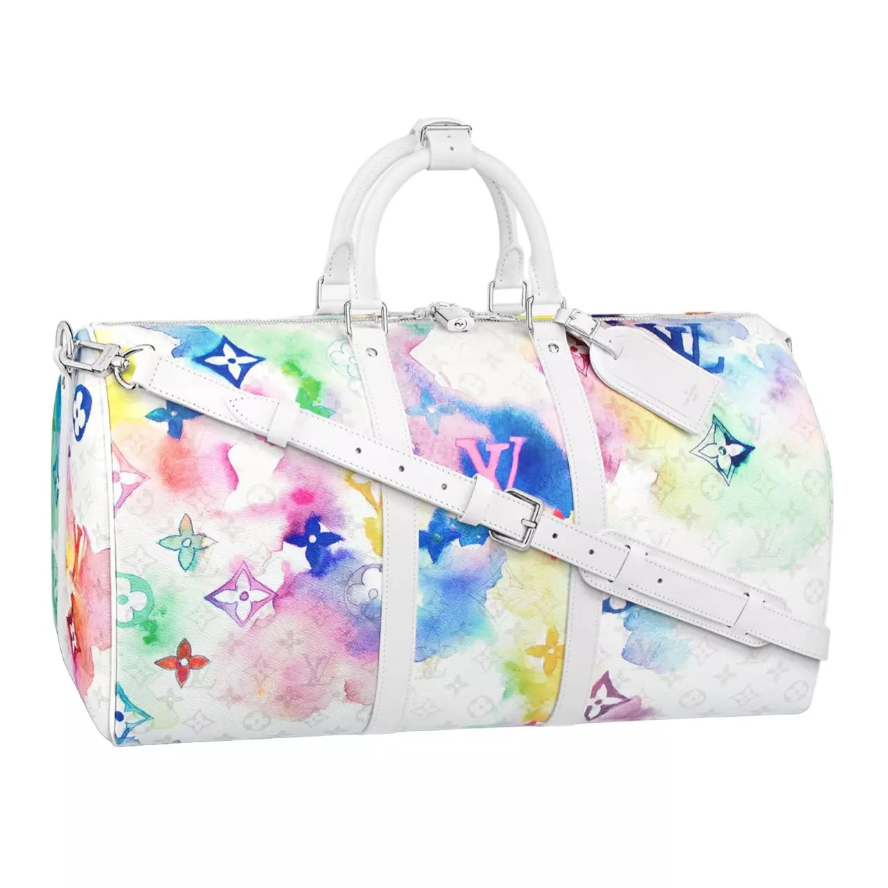 LOUIS VUITTON LIMITED EDITION WATERCOLOR MONOGRAM KEEPALL 50 BANDOLIERE