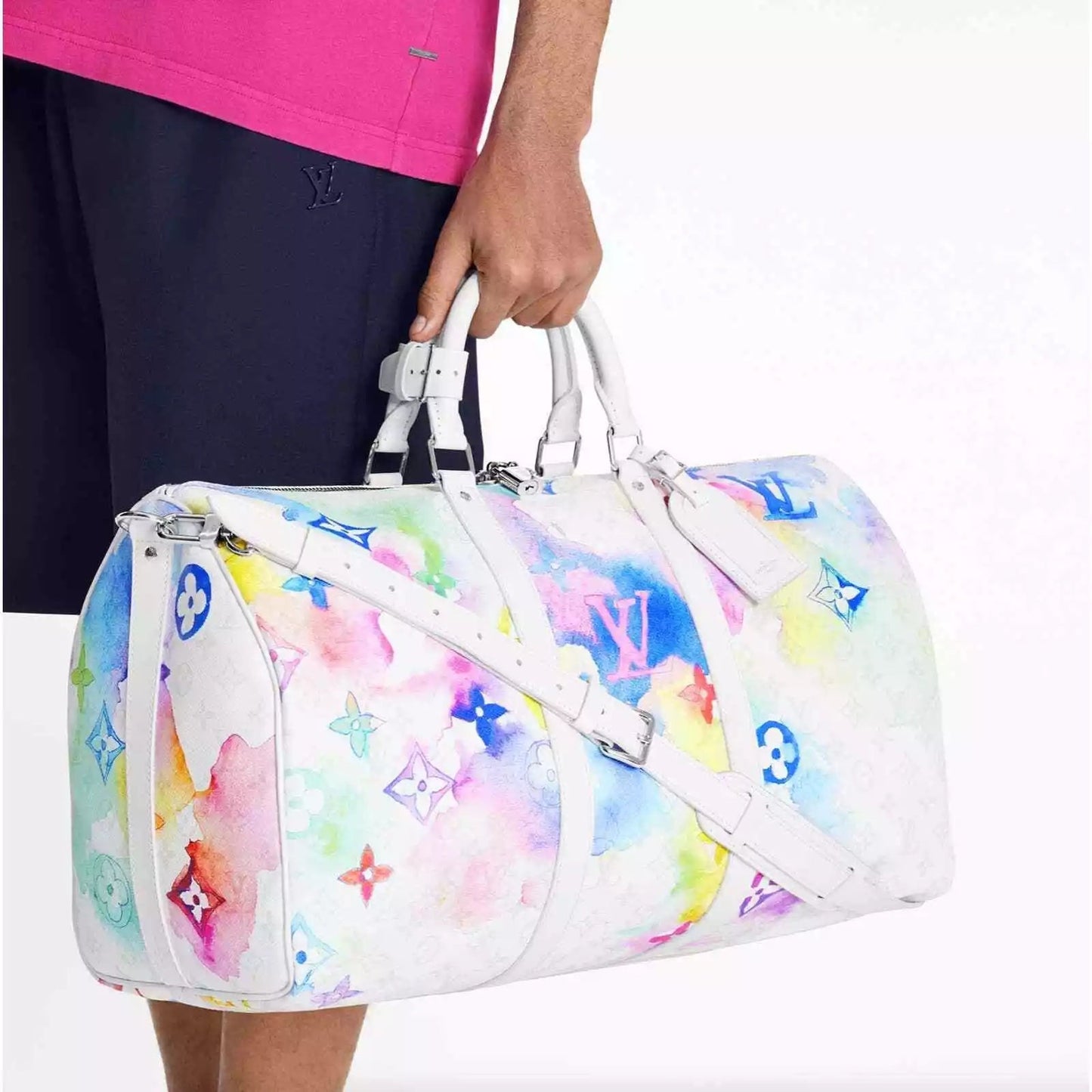 LOUIS VUITTON LIMITED EDITION WATERCOLOR MONOGRAM KEEPALL 50 BANDOLIERE