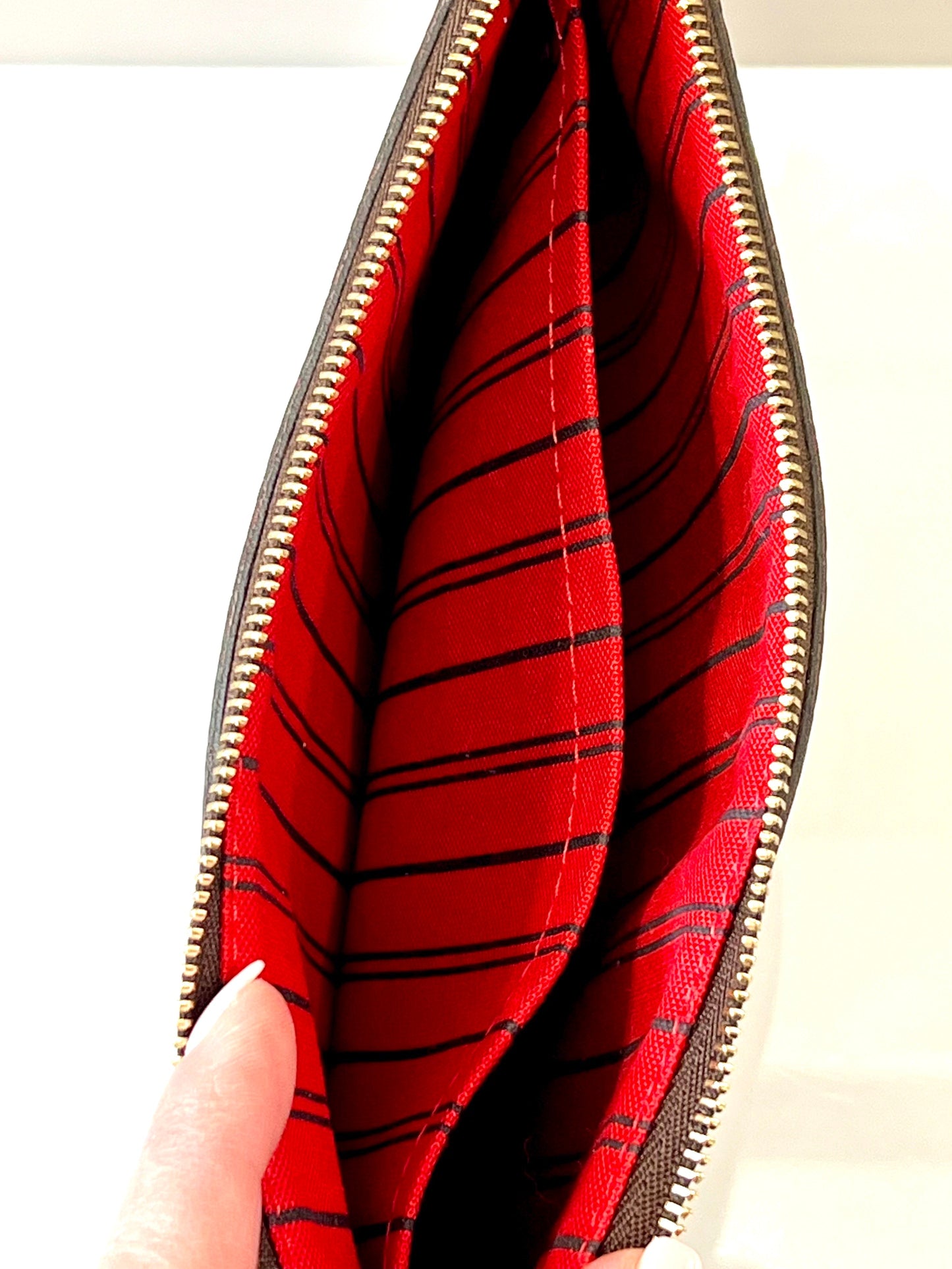 LOUIS VUITTON DAMIER EBENE NEVERFULL MM GM POCHETTE