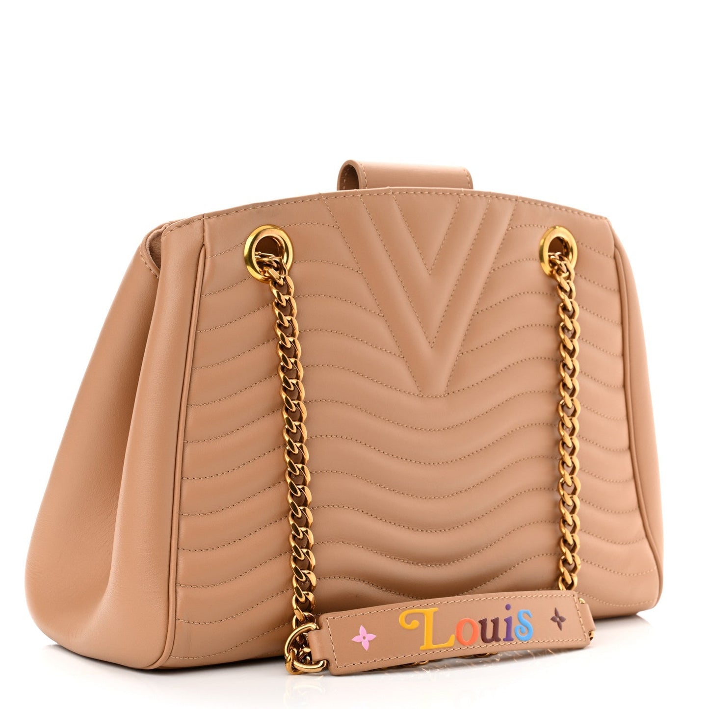 LOUIS VUITTON NEW WAVE CALFSKIN LEATHER CHAIN TOTE BAG