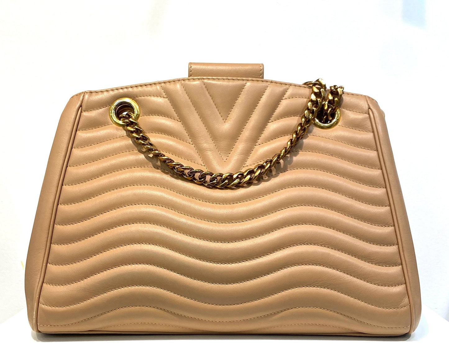 LOUIS VUITTON NEW WAVE CALFSKIN LEATHER CHAIN TOTE BAG