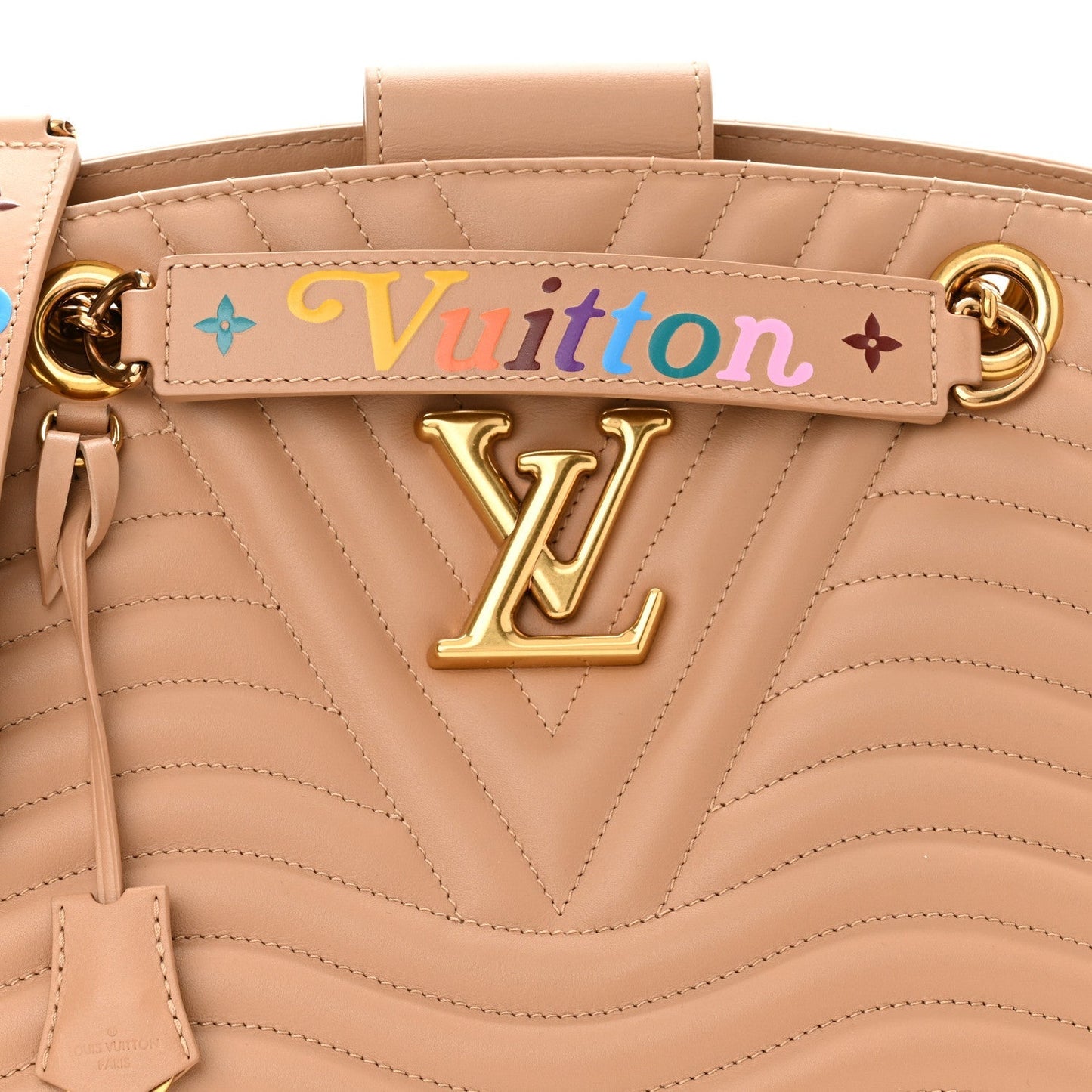 LOUIS VUITTON NEW WAVE CALFSKIN LEATHER CHAIN TOTE BAG