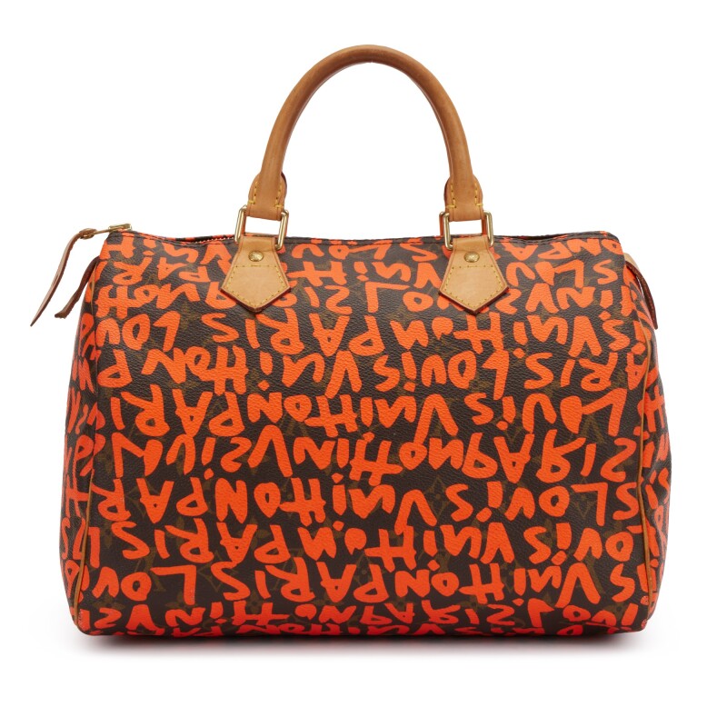 LOUIS VUITTON LIMITED EDITION ORANGE GRAFFITI MONOGRAM STEPHEN SPROUSE SPEEDY 30 BAG