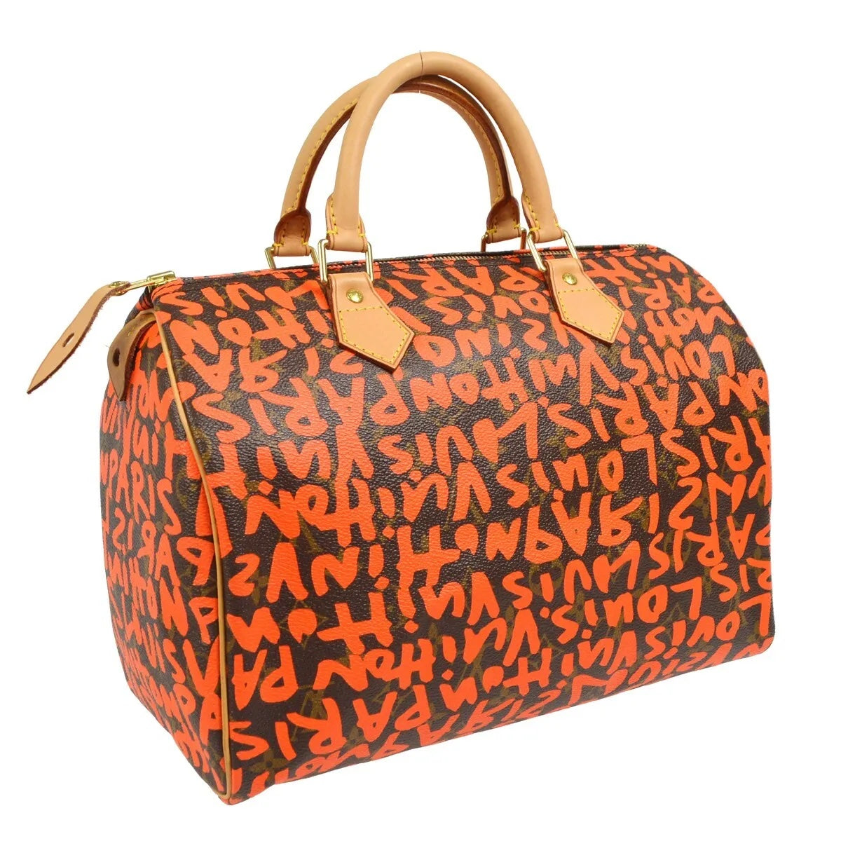 LOUIS VUITTON LIMITED EDITION ORANGE GRAFFITI MONOGRAM STEPHEN SPROUSE SPEEDY 30 BAG