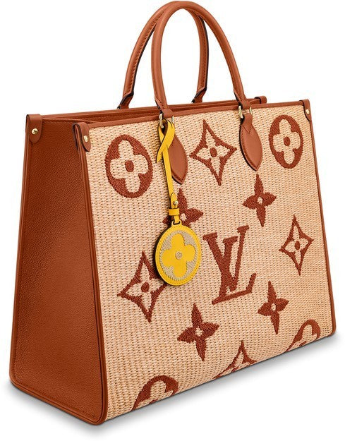 LOUIS VUITTON LIMITED EDITION GIANT MONOGRAM RAFFIA CALFSKIN ONTHEGO GM BAG