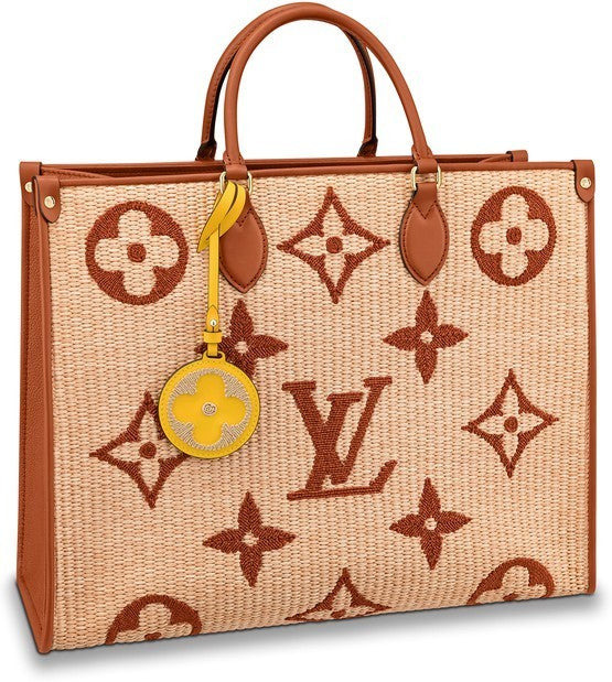 LOUIS VUITTON LIMITED EDITION GIANT MONOGRAM RAFFIA CALFSKIN ONTHEGO GM BAG