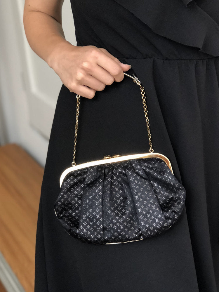 LOUIS VUITTON SATIN MONOGRAM AUMONIERE CLUTCH BAG