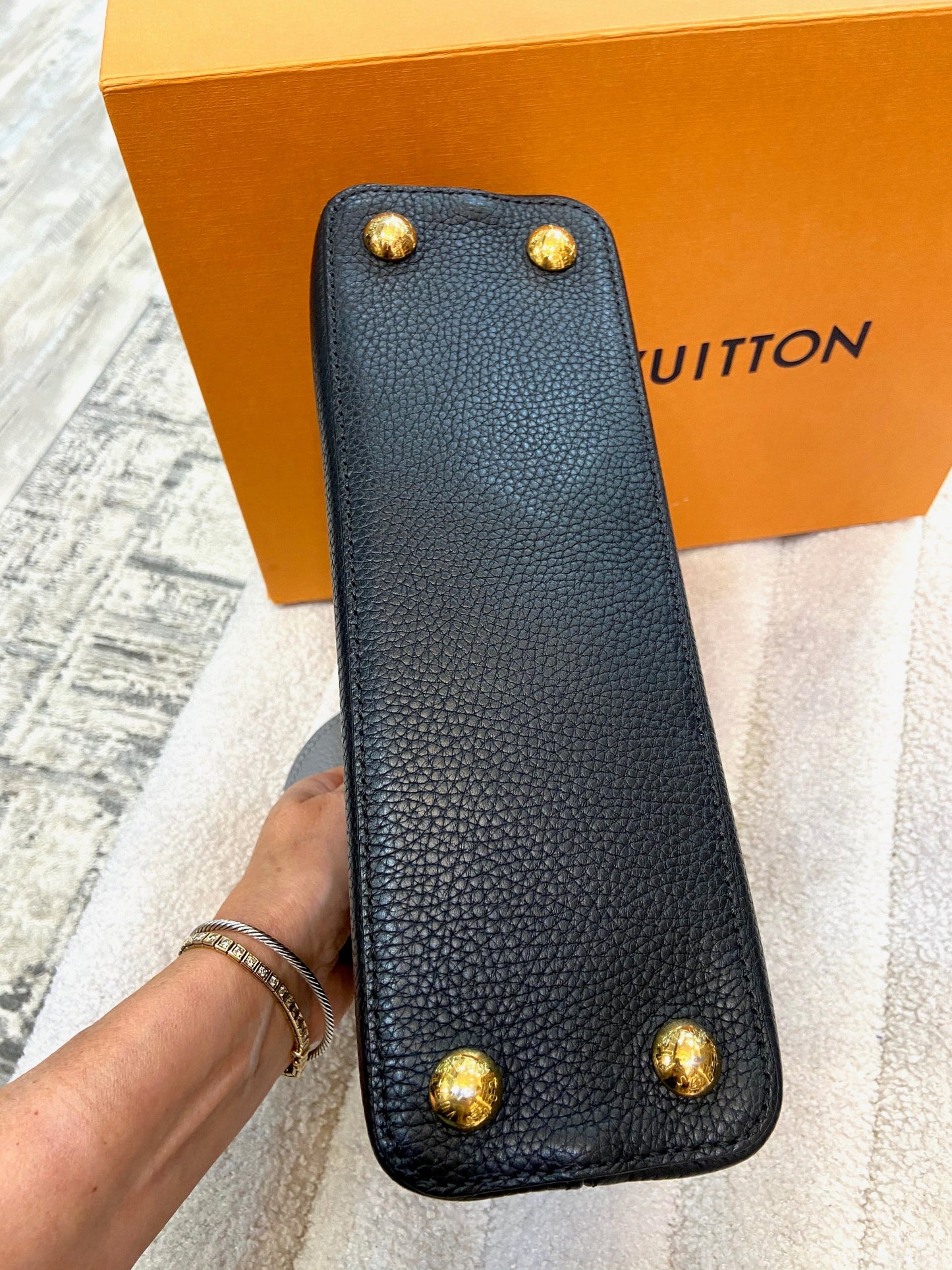 LOUIS VUITTON CAPUCINES TAURILLON  LEATHER PM TRI-COLOR HANDBAG