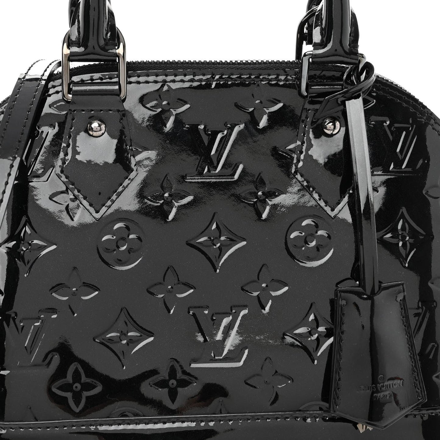 LOUIS VUITTON VERNIS ALMA BB HANDBAG NOIR MAGNETIQUE