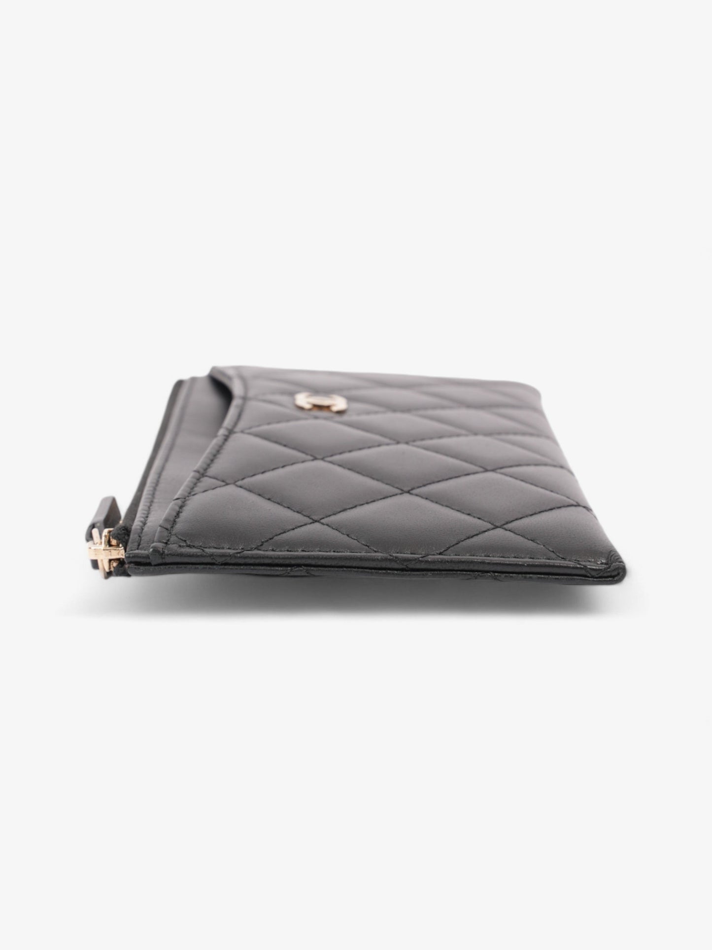 Chanel Zip Wallet Black Lambskin Leather