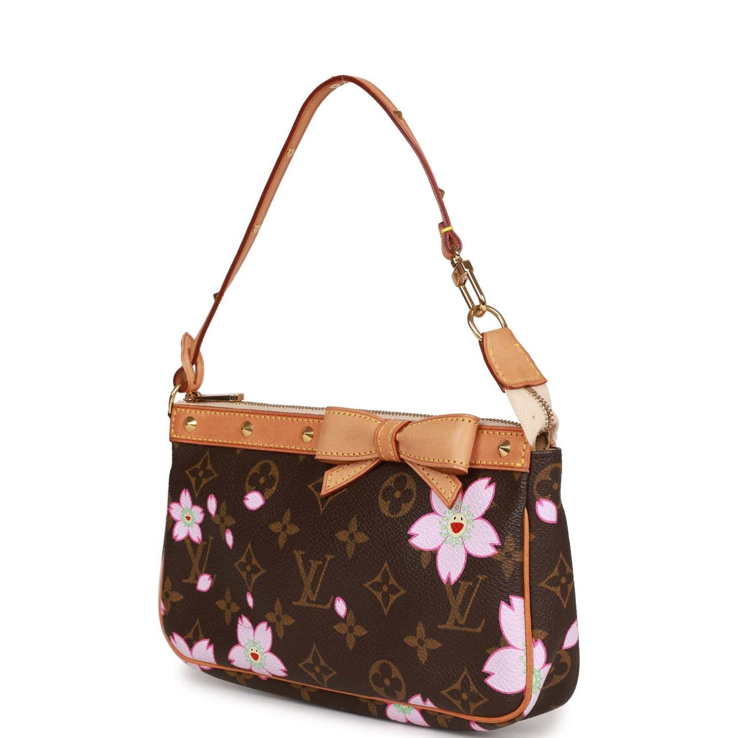 Louis Vuitton Vintage x Takashi Murakami Monogram Cherry Blossom Pochette Gold Hardware