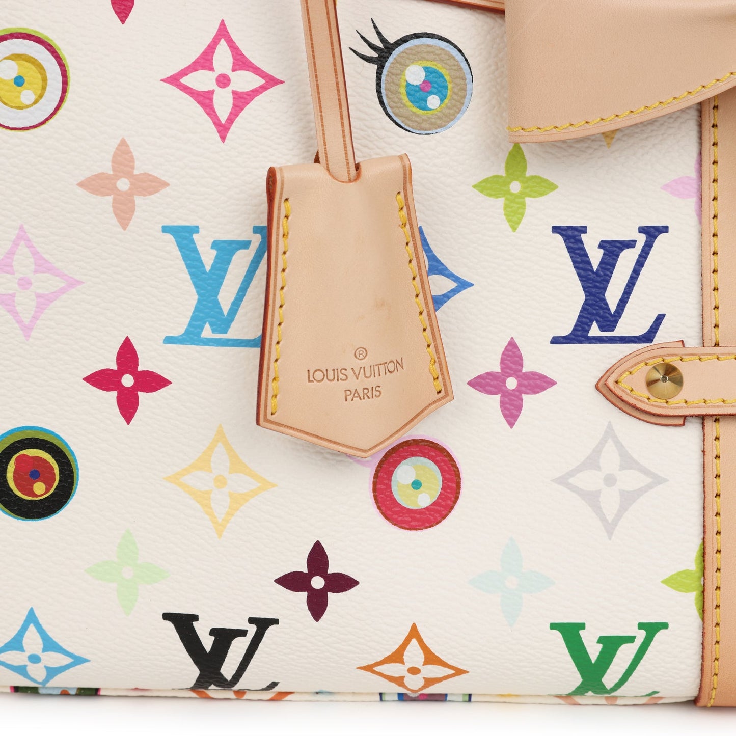 Louis Vuitton Vintage x Takashi Murakami Sac Retro GM White Multicolor Eye Love You Monogram Gold Hardware