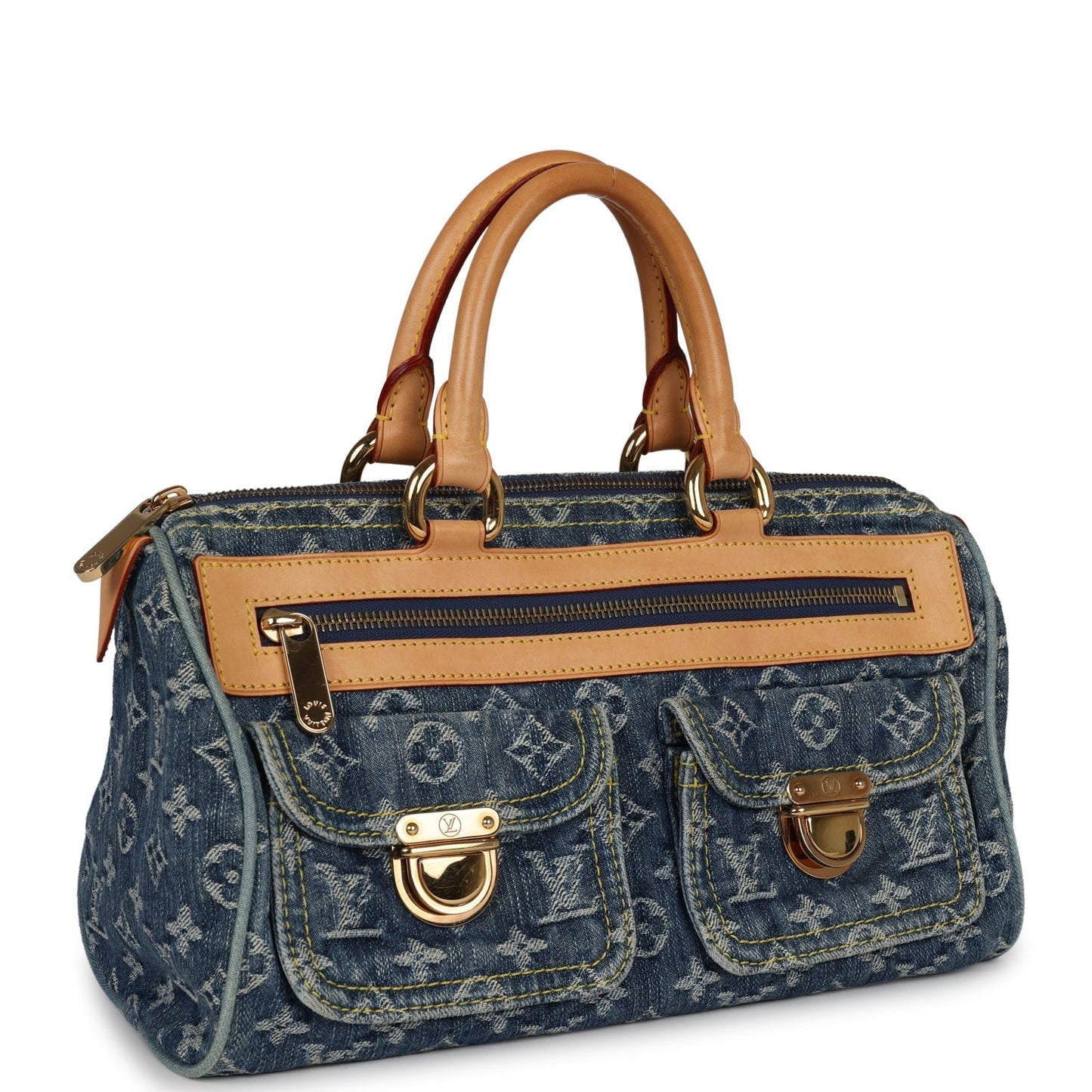 Louis Vuitton Vintage Neo Speedy Blue Denim Monogram Gold Hardware