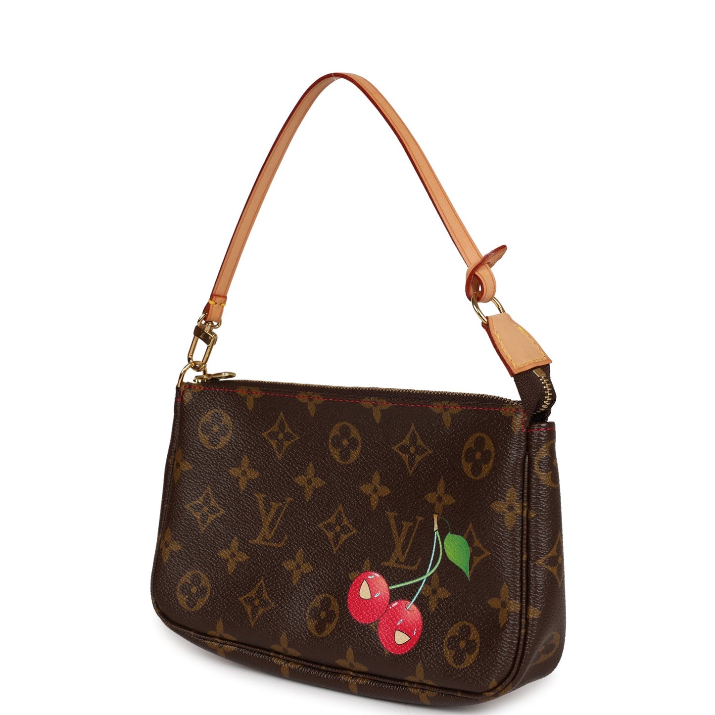 Louis Vuitton Vintage x Takashi Murakami Cerises Monogram Pochette Gold Hardware