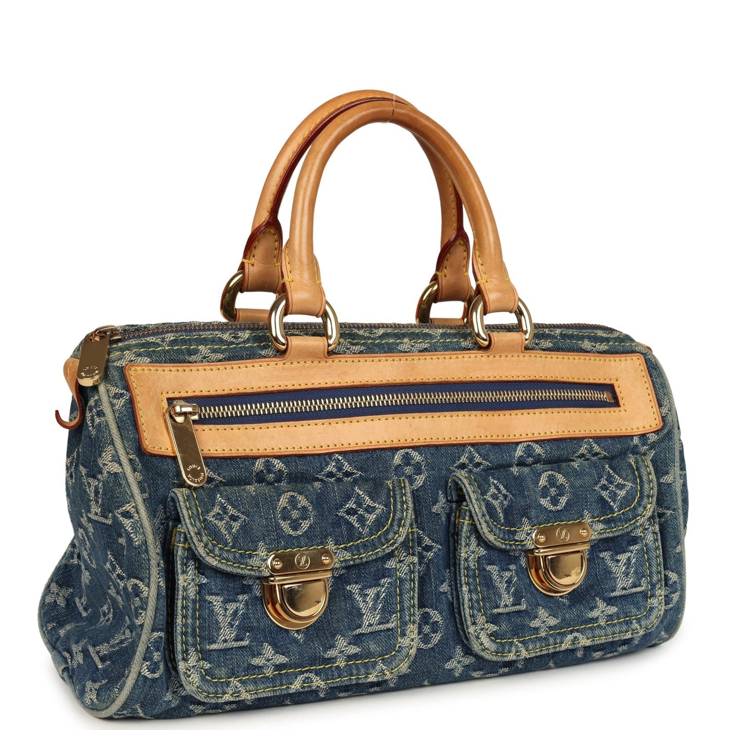 Louis Vuitton Vintage Neo Speedy Blue Denim Monogram Gold Hardware