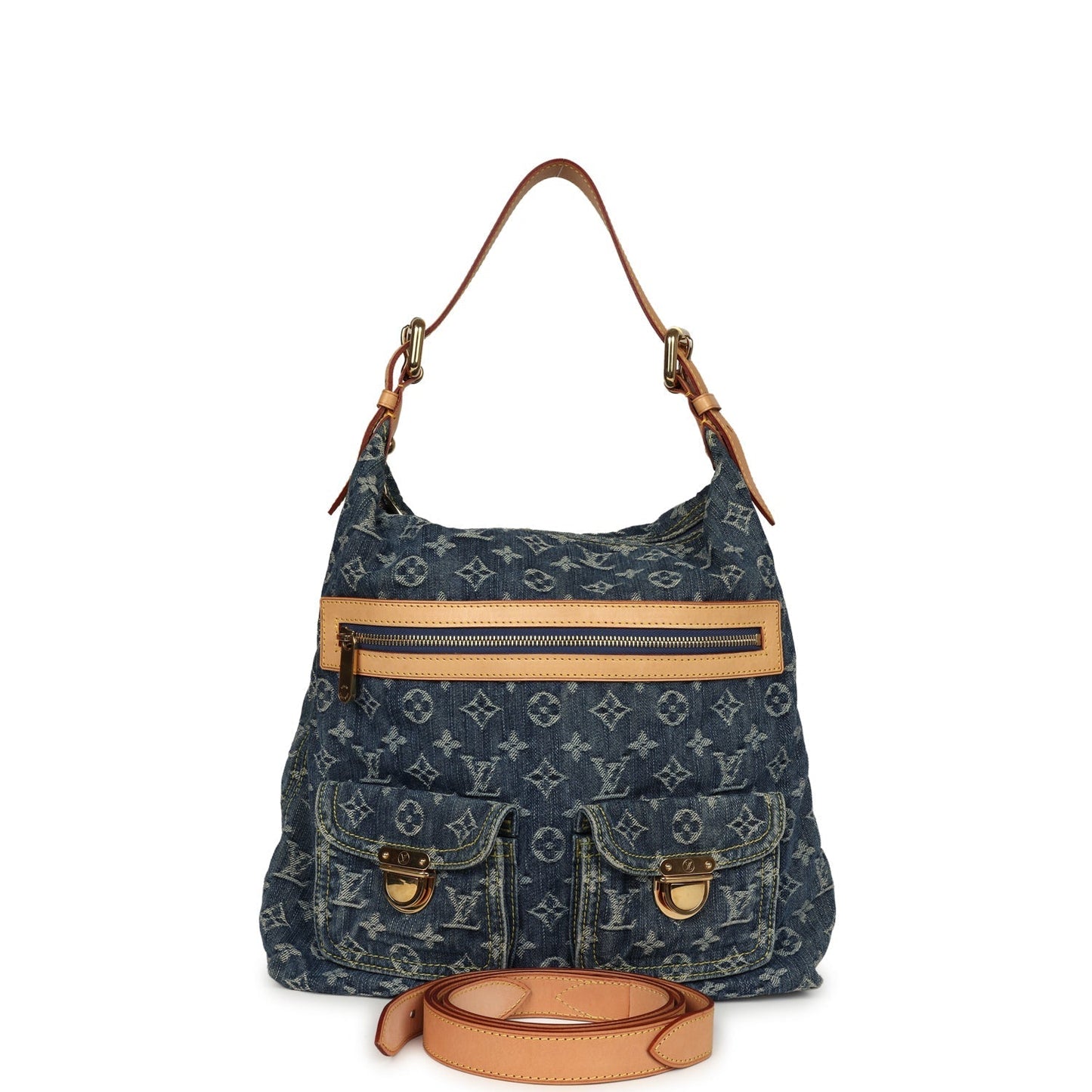Louis Vuitton Vintage Baggy GM Blue Denim Monogram Gold Hardware